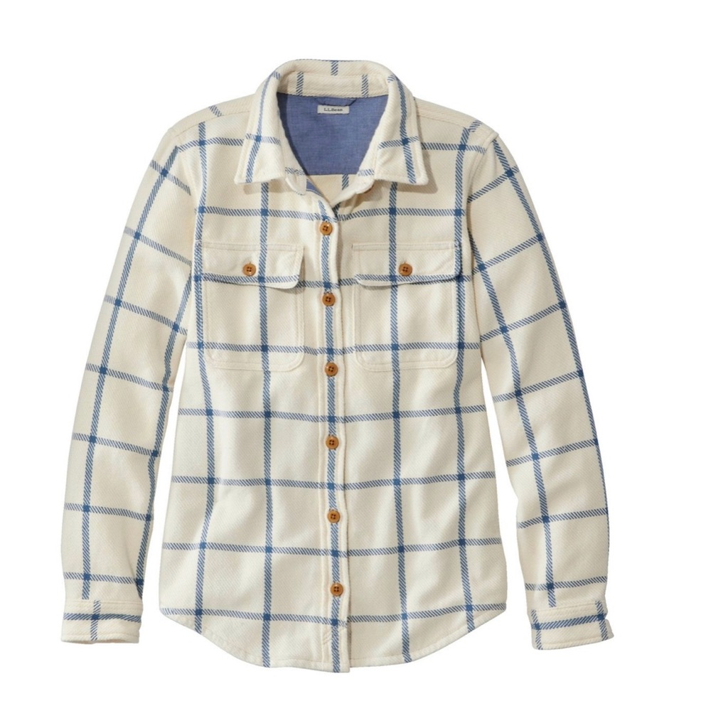 Cream L.L. Bean Cream 1912 Over-shirt Flannel